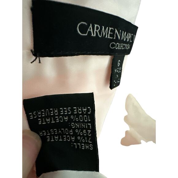 Carmen Marc Valvo Pearl Embellished Peach Ombre Cocktail Dress Sz 6 - Picture 9 of 14